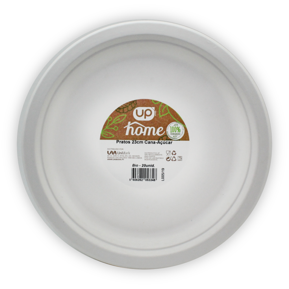 Prato 100% Biodegradável UP Home 23cm Cana-Açúcar