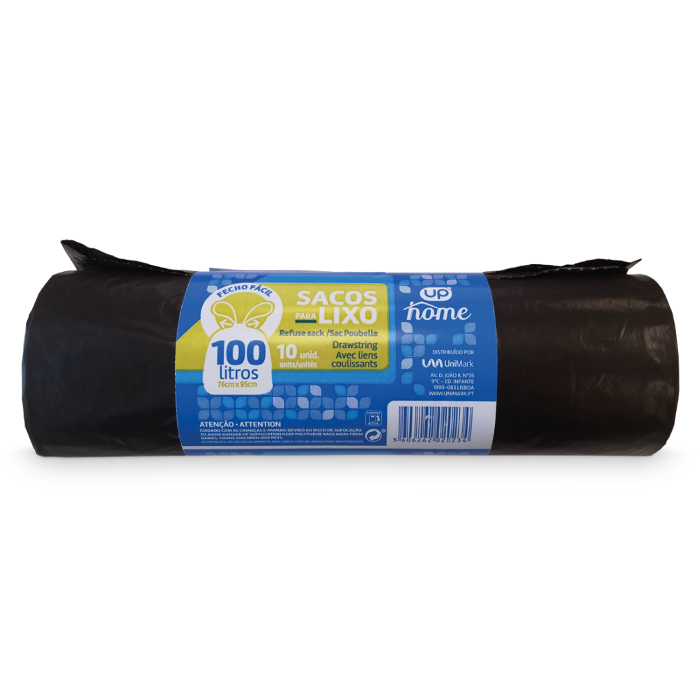 Sacos do Lixo UP Home Fecho Fácil 100lt 76x95cm
