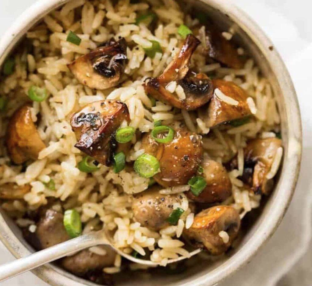 Arroz de Cogumelos e Alho Francês