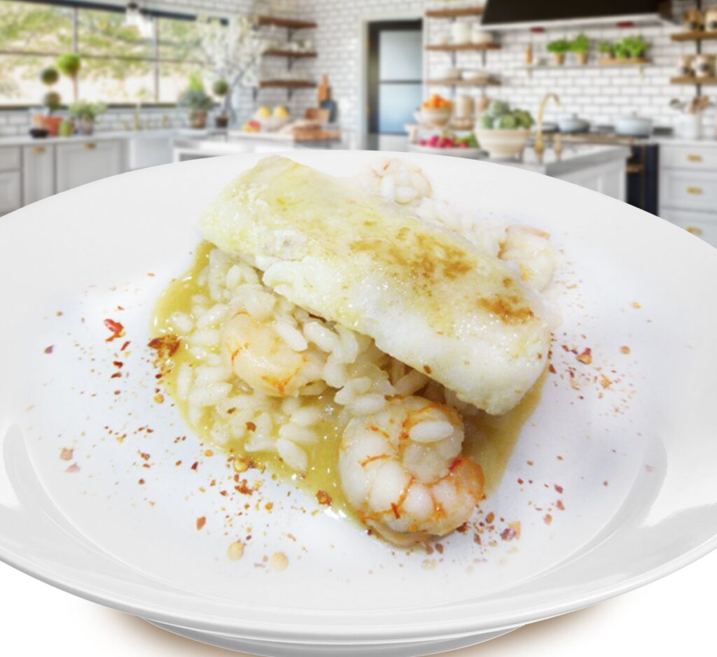 Mimos de Pescada e Miolo de Camarão Pescanova com Arroz Caçarola
