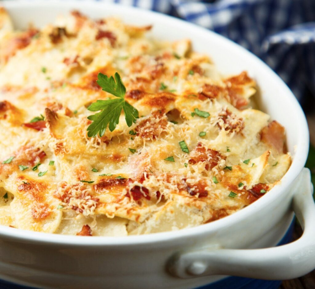 Massa Gratinada com Frango e Beringela