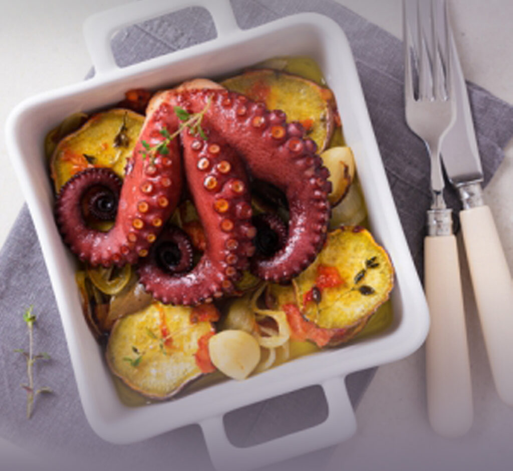 Polvo com Batata-Doce e Tomate ao Tomilho (para 4 pessoas)