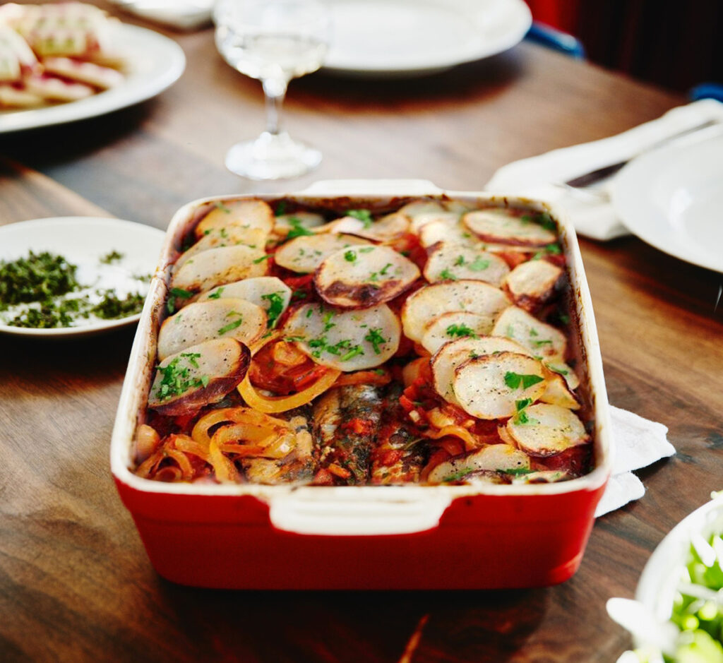 Sardinha em lata com batata ao forno