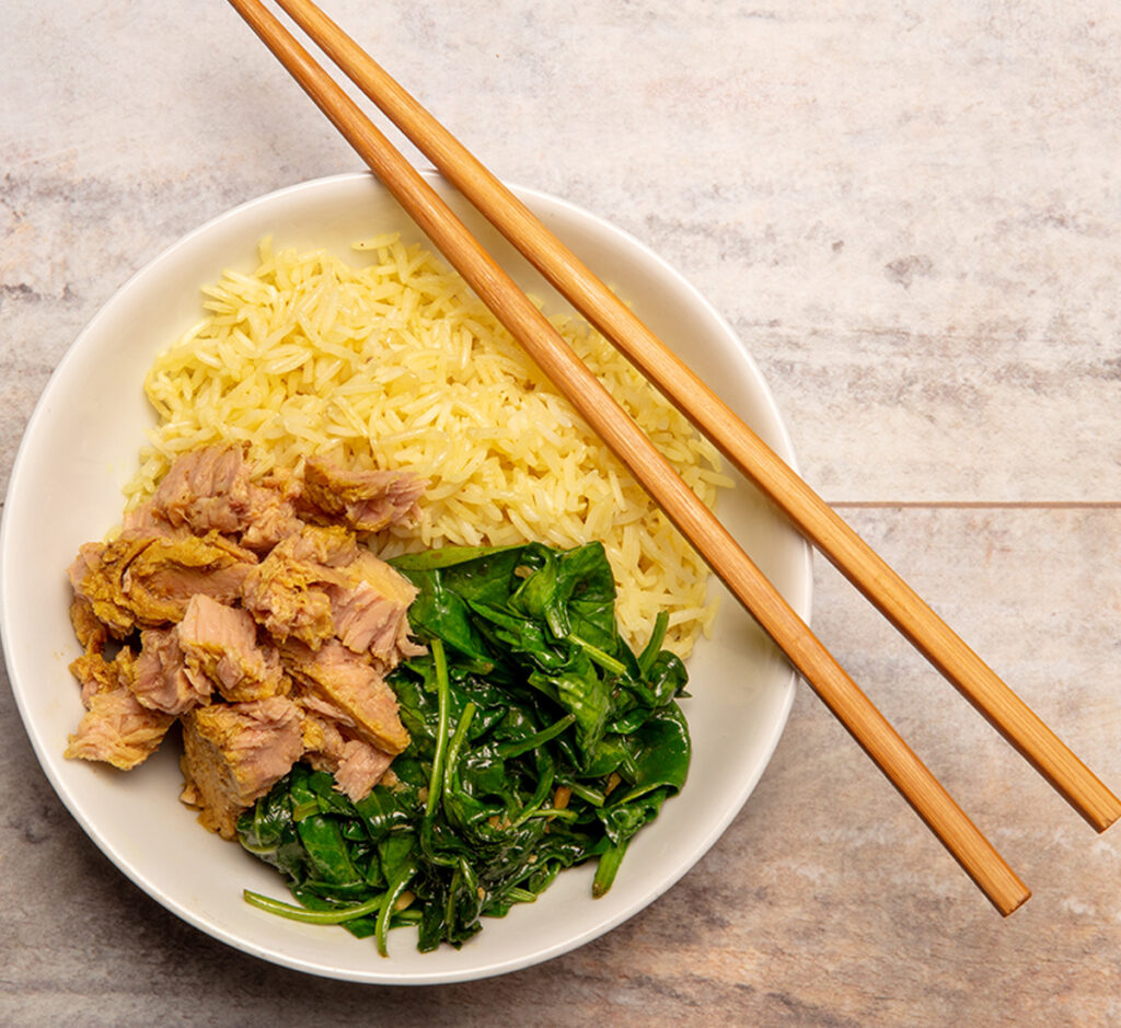 Bom Petisco Caril, Arroz de Especiarias e Espinafres