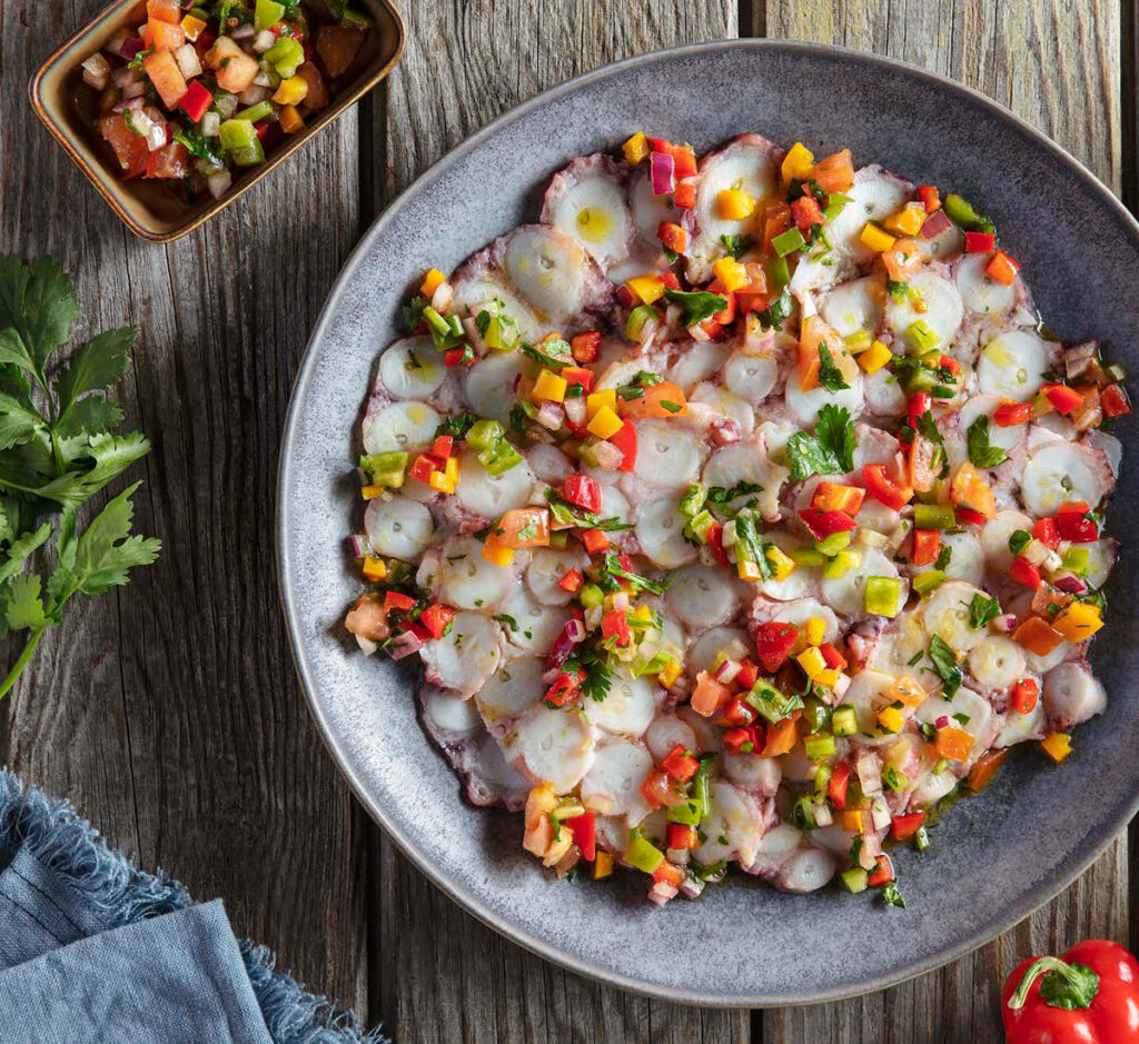 Carpaccio de Polvo ou Salada com agriões ou pimentos