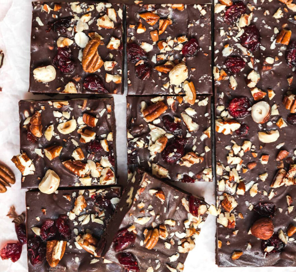 Barras de Chocolate e Frutos Secos