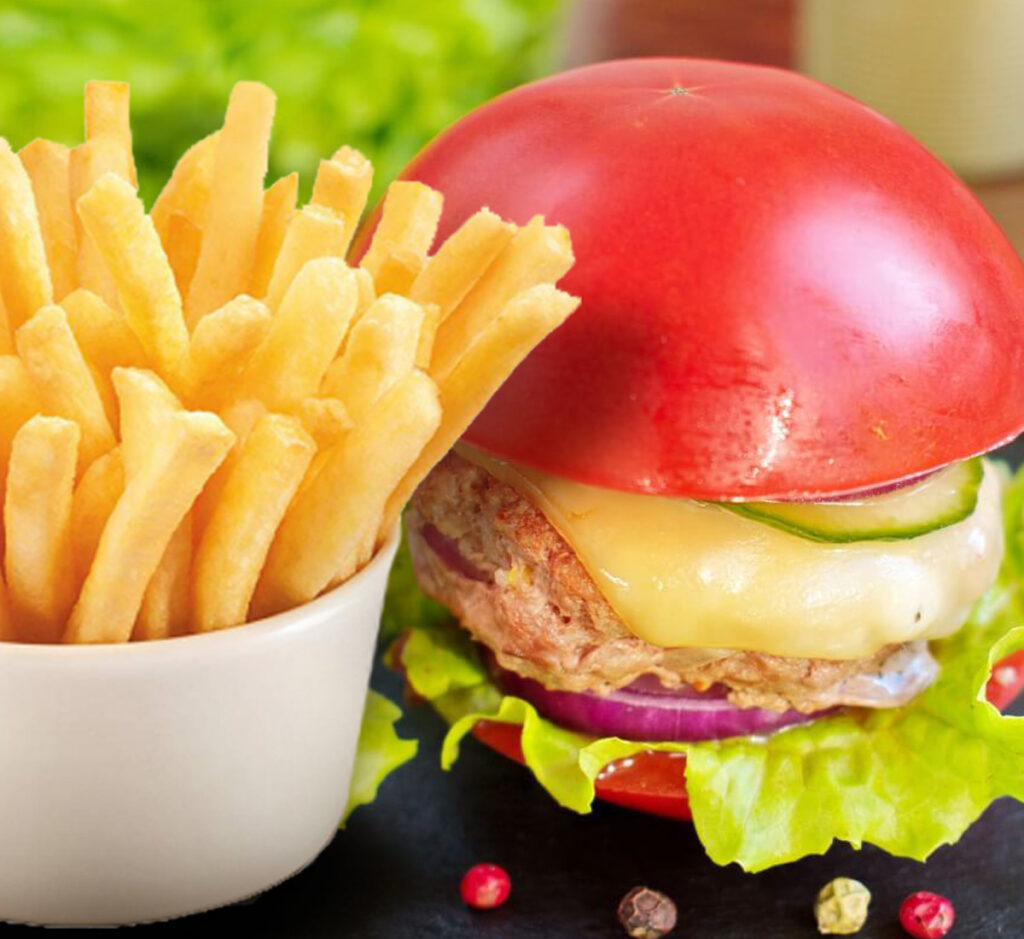 Hamburger de Peru em Sandes de Tomate