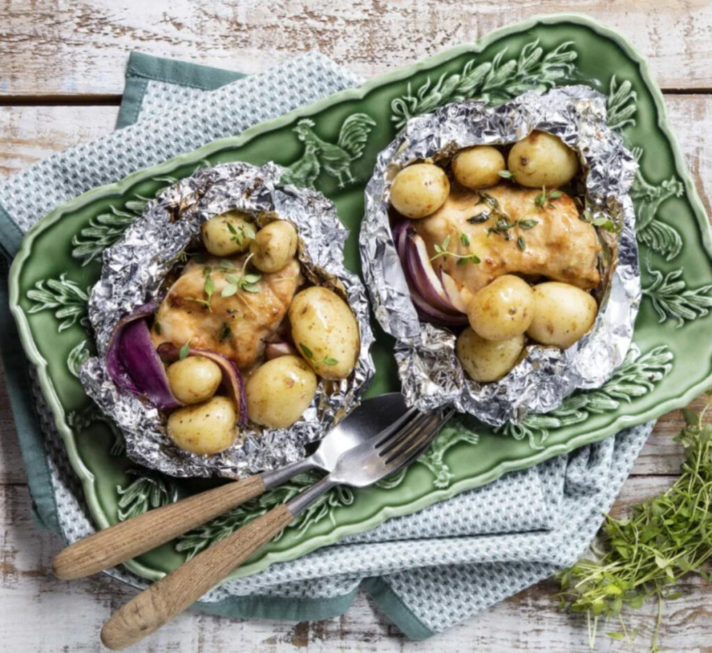Papillotes de Frango com Cebola e Batatinhas