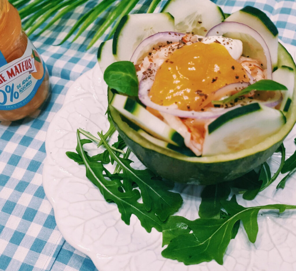 Salada de Camarão na Meloa