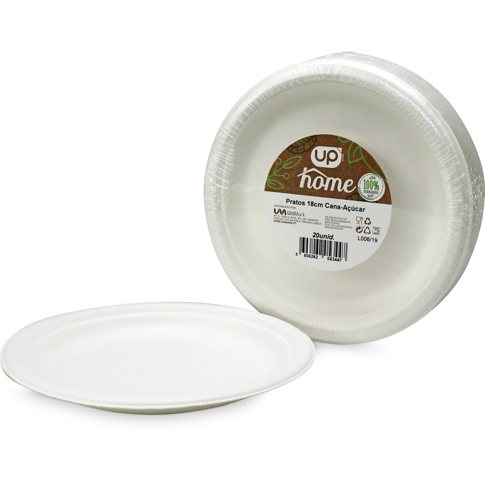 Prato 100% Biodegradável UP Home 18cm Cana-Açúcar