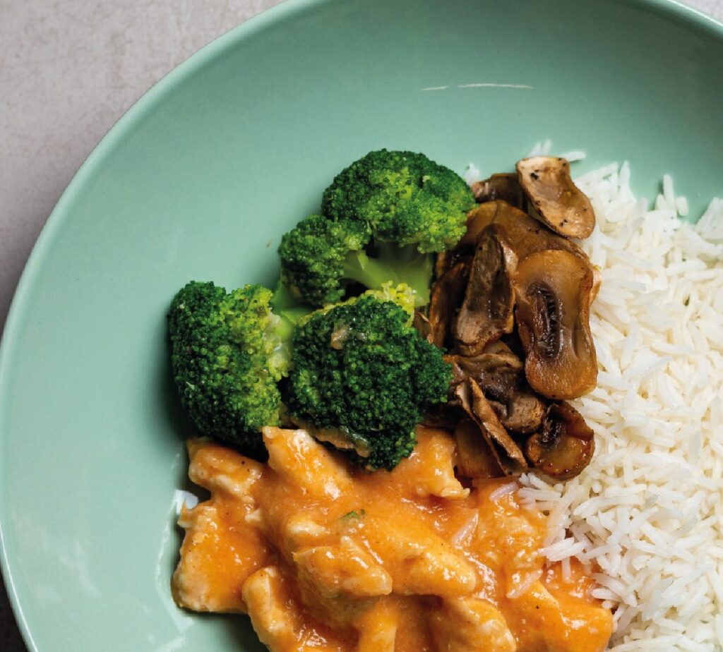Arroz basmati com salteado de verduras e cogumelos