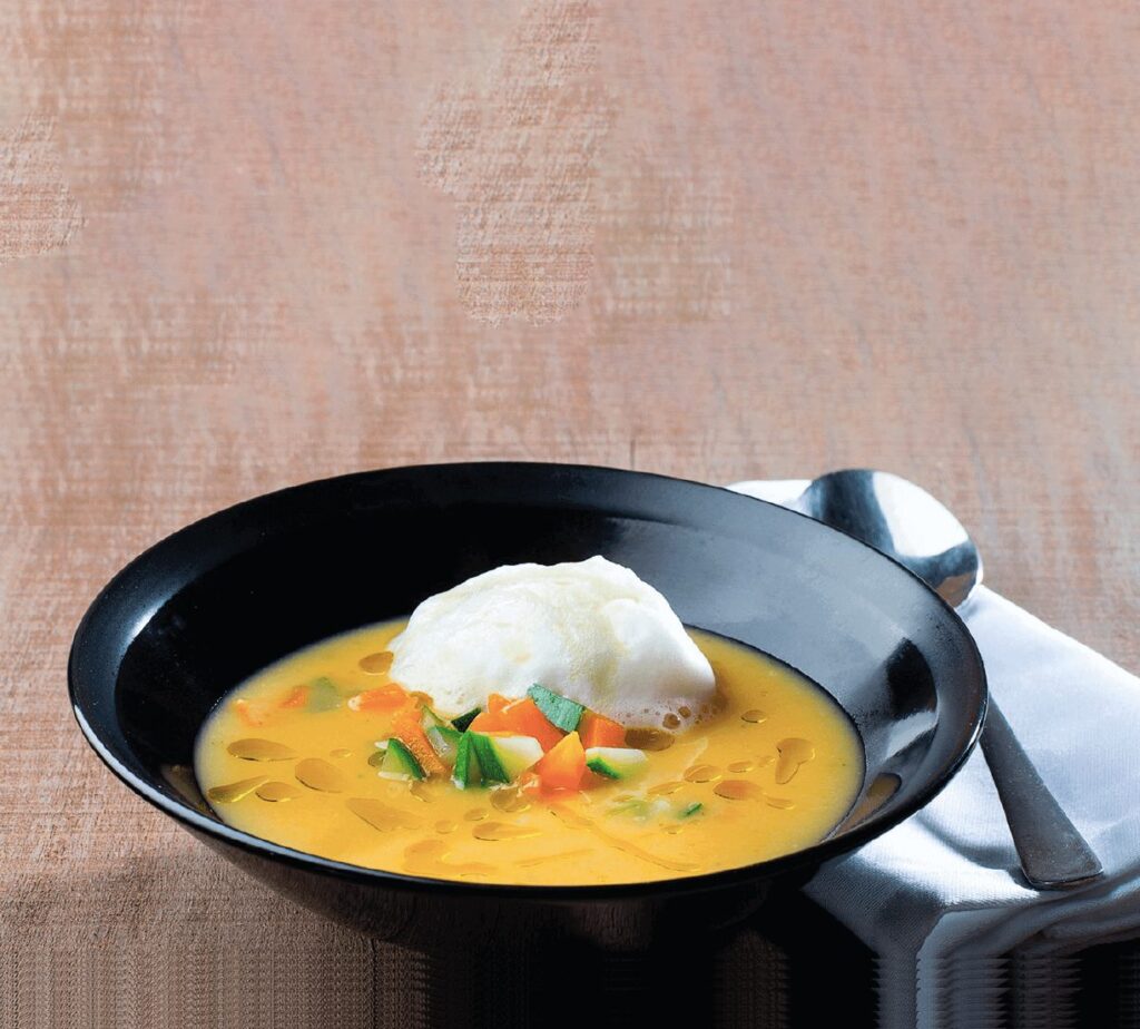 Creme de duas abóboras com nuvem de leite receita