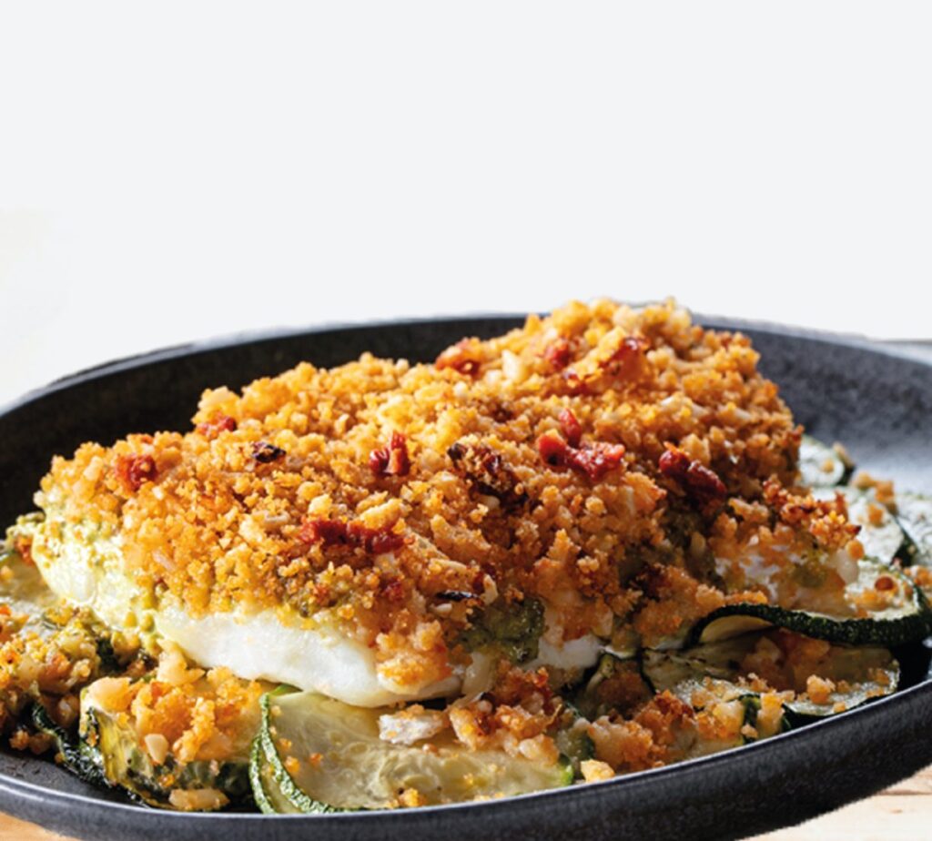 Bacalhau no Forno com Quinoto de Cogumelos e Tomate