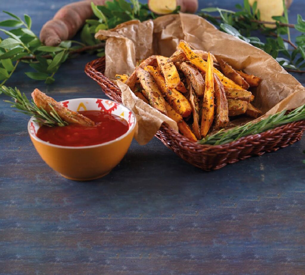 Batata-doce frita com ervas aromáticas