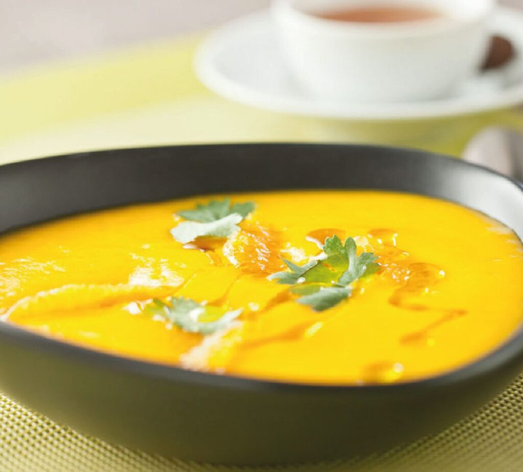 Creme de cenoura, Laranja, Mel e Coentros