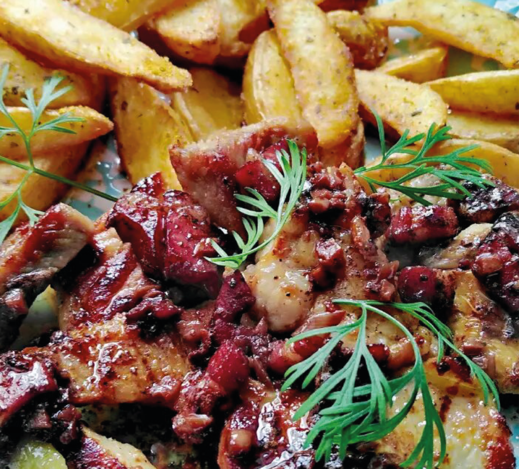Rojões com vinho tinto