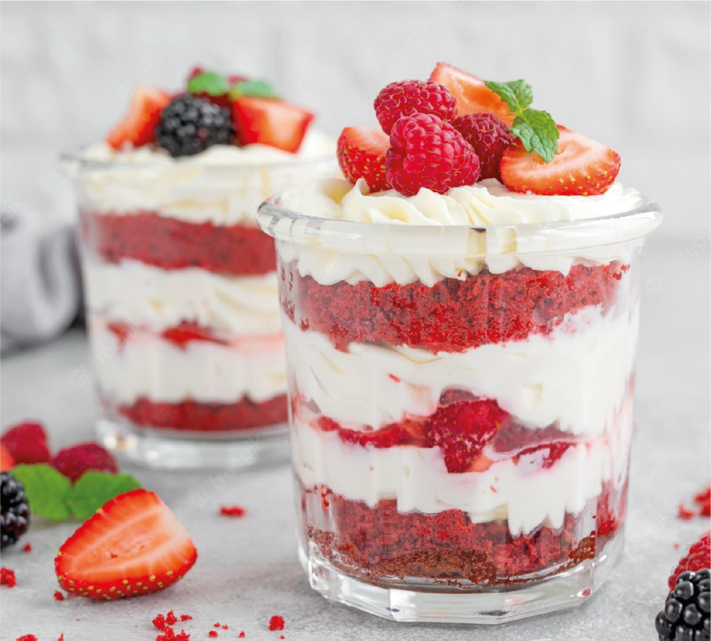 Trifle de Natal com bolo Red Velvet
