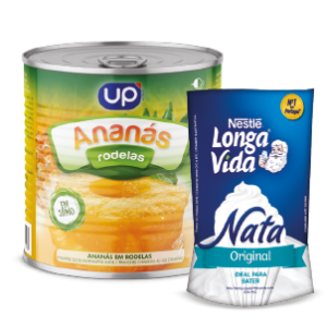 Ananás Rodelas em Sumo UP e Natas para bater Pasteurizadas Nestlé