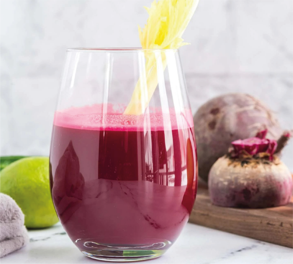 Batido de aveia, beterraba e canela