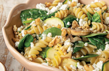 Massa com Cogumelos, Legumes e Feta