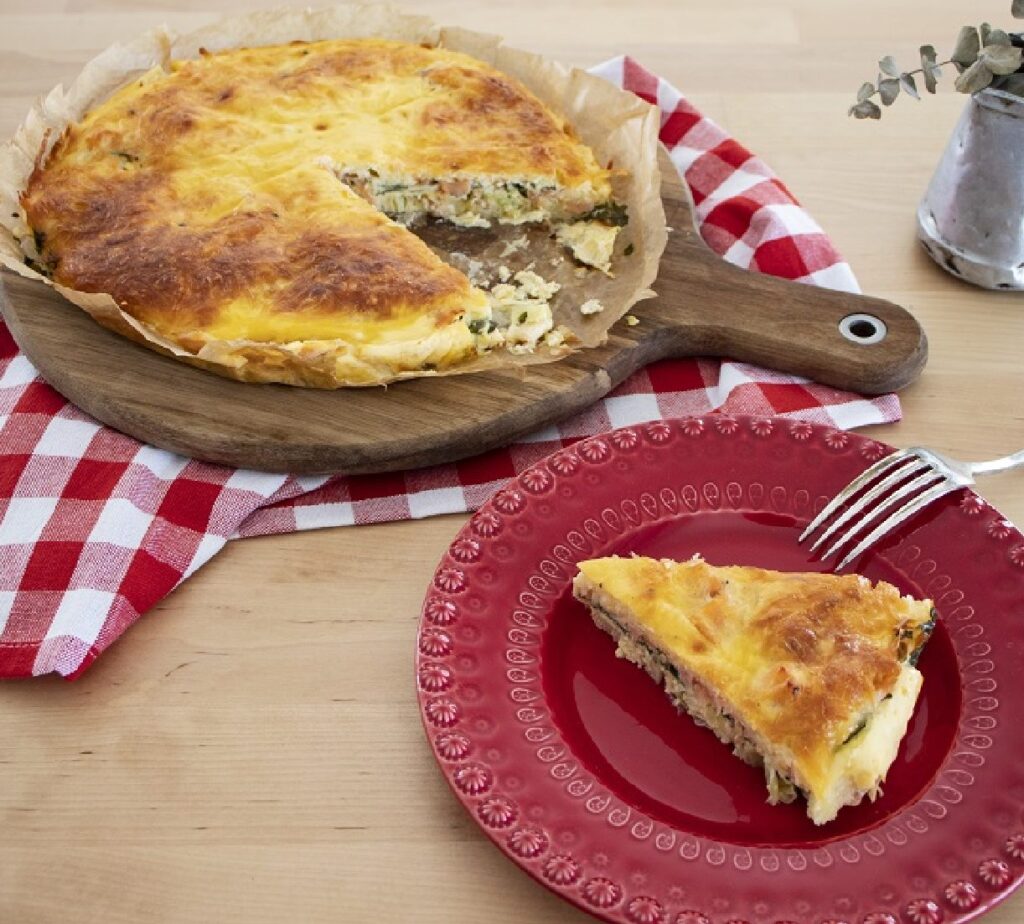 Quiche de Salmão Fumado e Queijo Azul