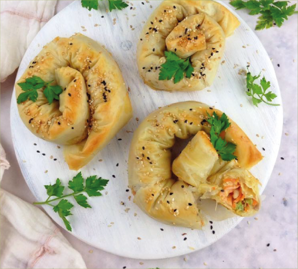 Rolinhos de Massa Filo com Espinafres e Queijo