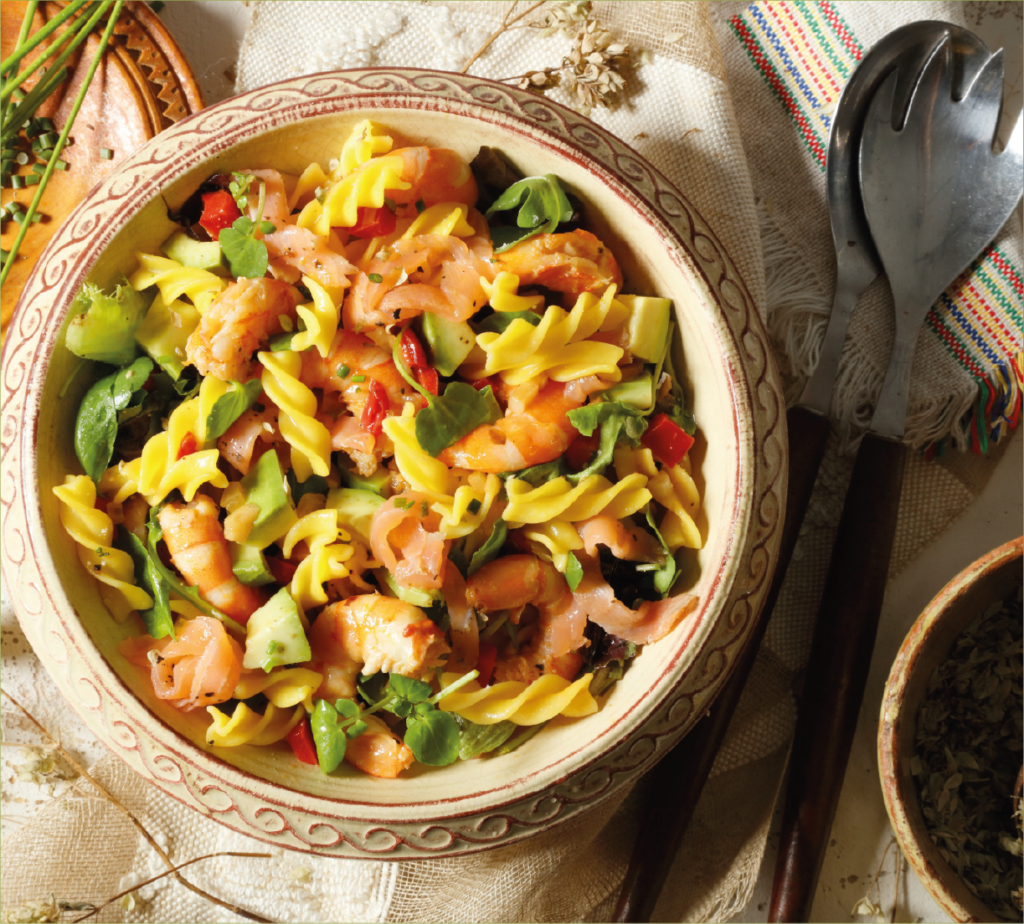 Salada Fria de Lírios com Tamboril, Gambas e Maioneses de Mel