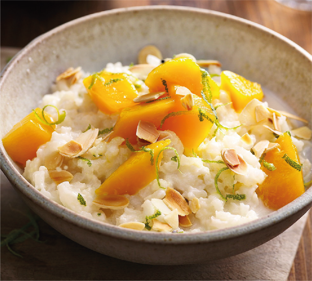 Mango Rice Pudding com Arroz Carolino