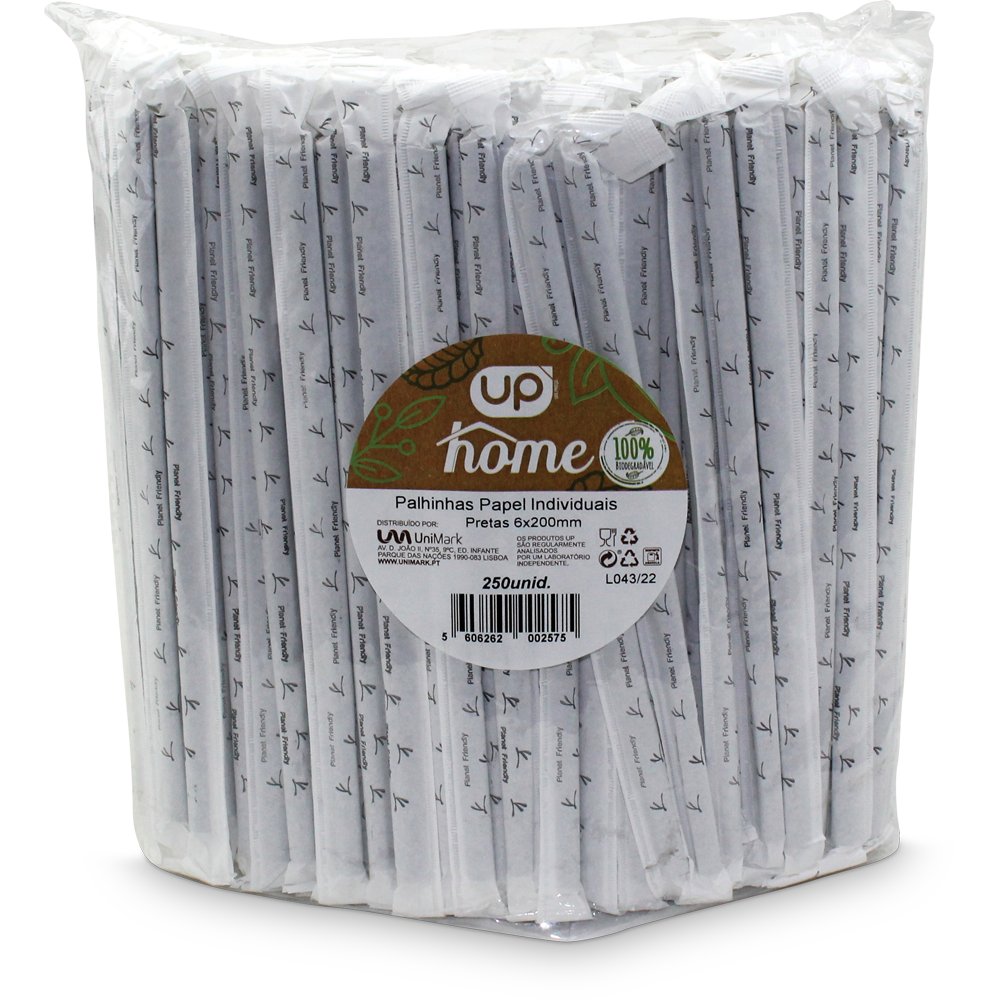 Palhinhas Papel Pretas UP Home 6x200mm Emb. Ind.