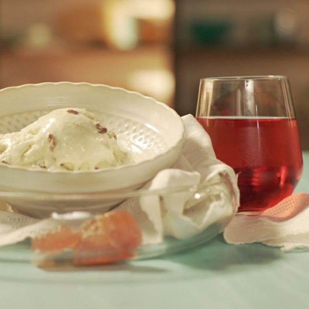 Gelado de Vinho Moscatel e Gomas de Vinho Rosé