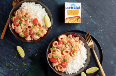 Strogonoff de lulas e camarão