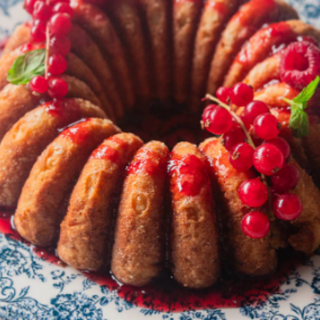 Bolo de arroz com molho de frutos vermelhos