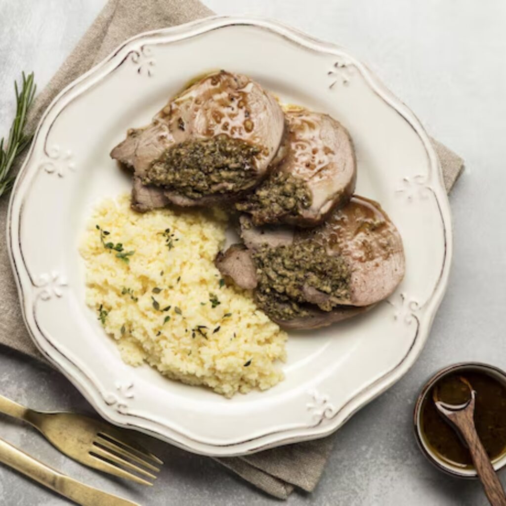 Perna de Borrego com pesto de hortelã