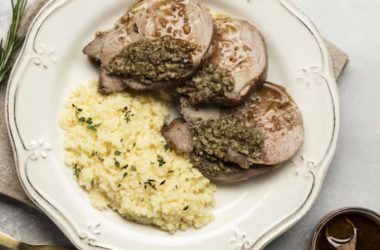 Perna de Borrego com pesto de hortelã