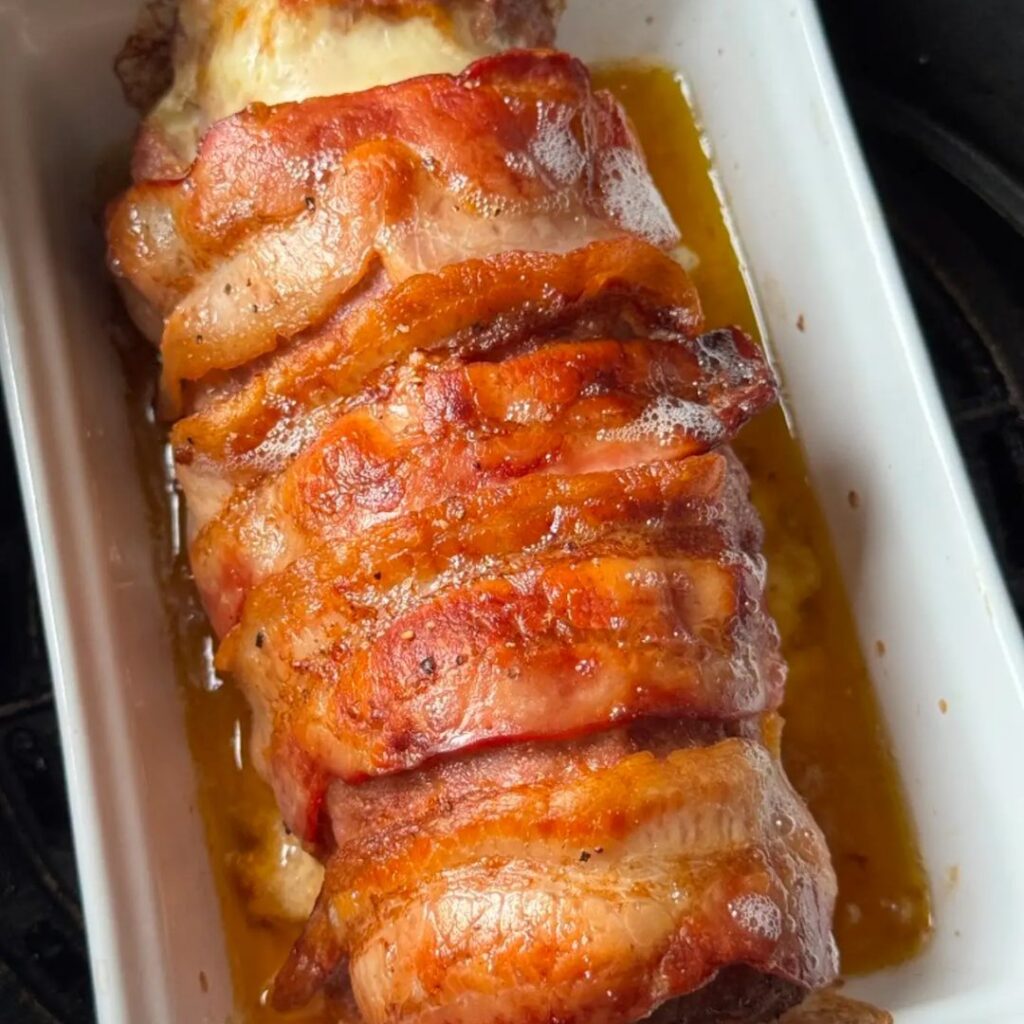 Rolo de carne com bacon na air fryer