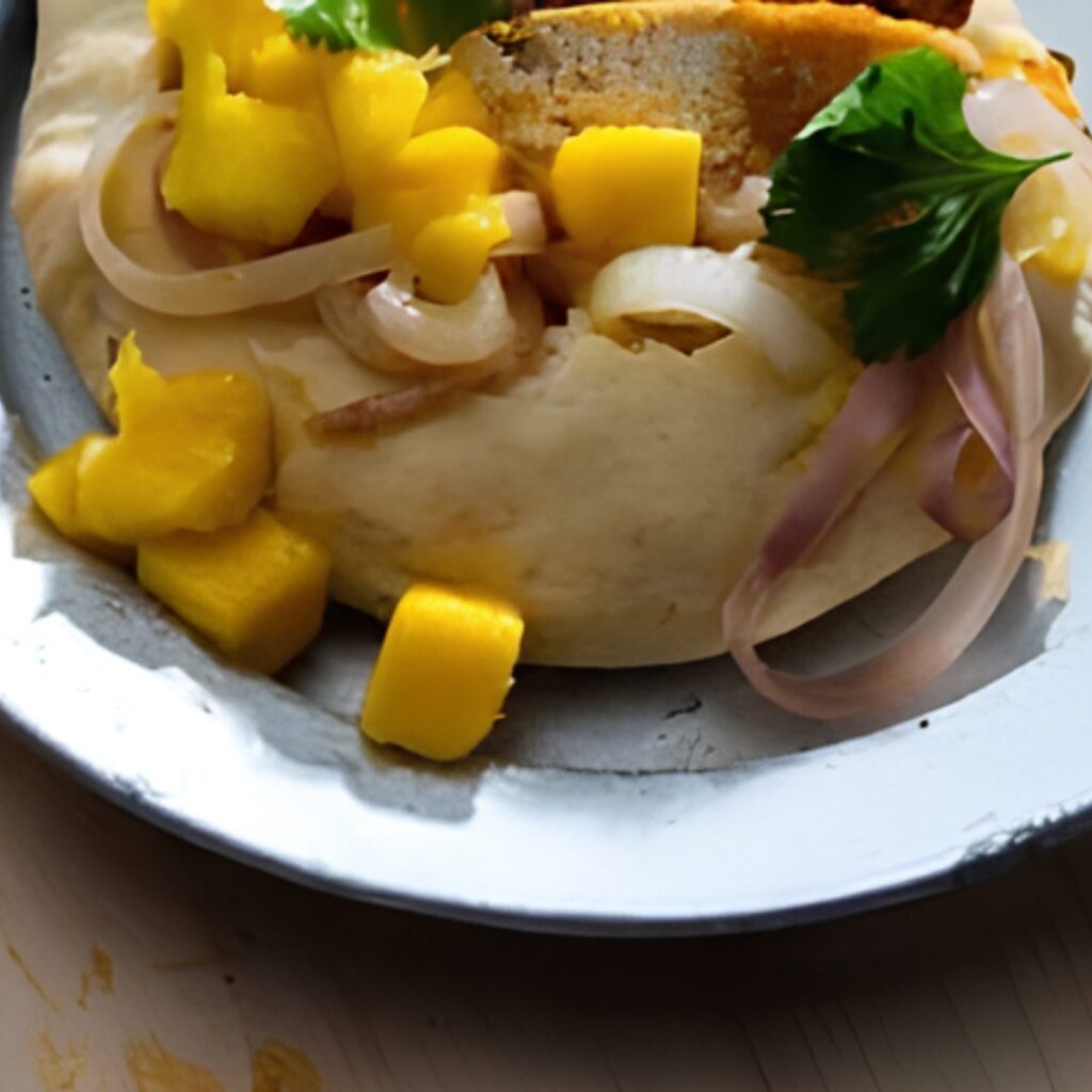 Pizza de Frango Tandori em Pão Naan de Alho e Coentros