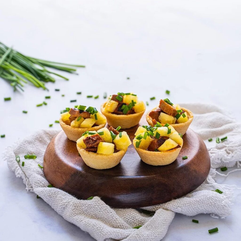 Tarteletes de Lulas, Ananás e Cebolinho