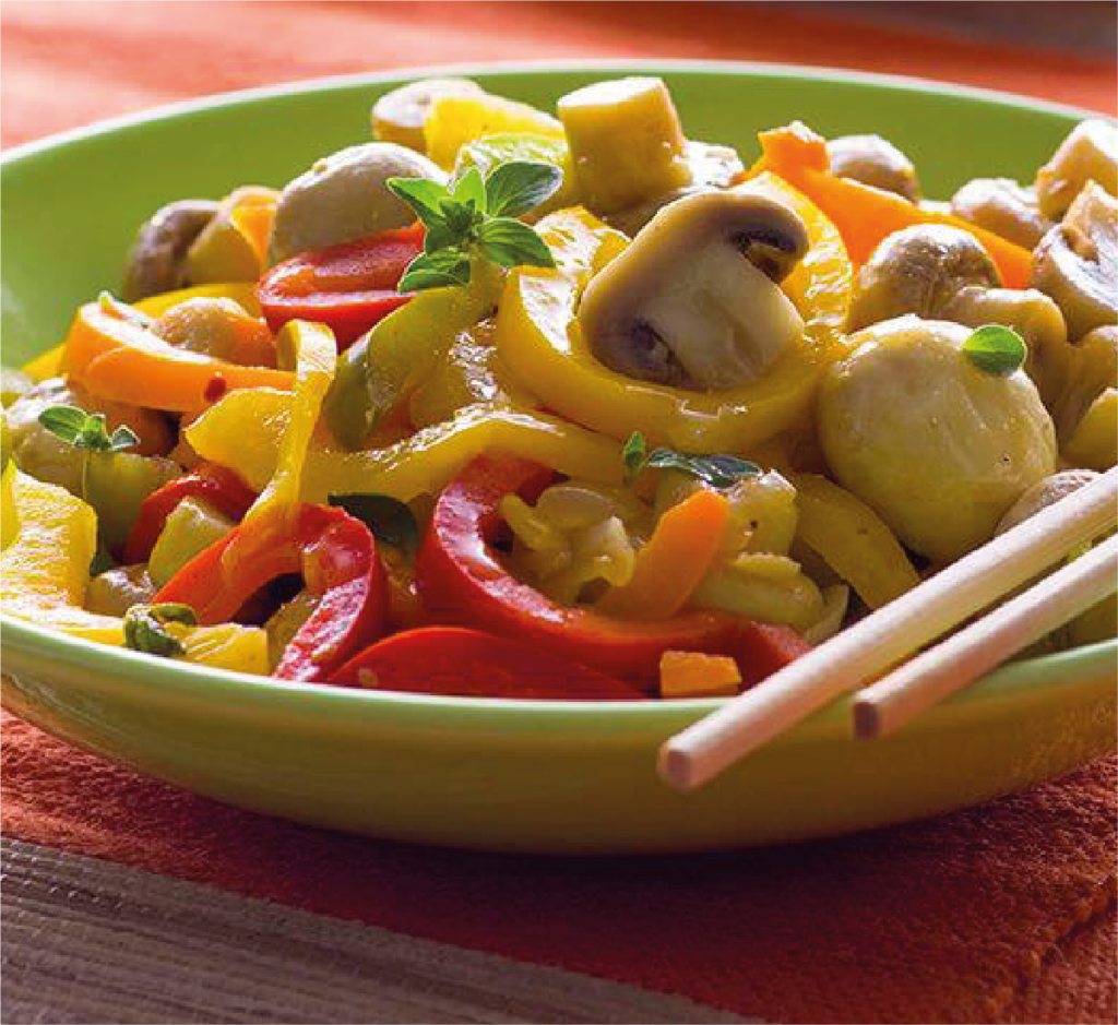 Cogumelos Salteados com 3 Pimentos