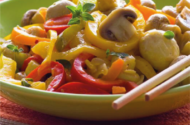 Cogumelos Salteados com 3 Pimentos