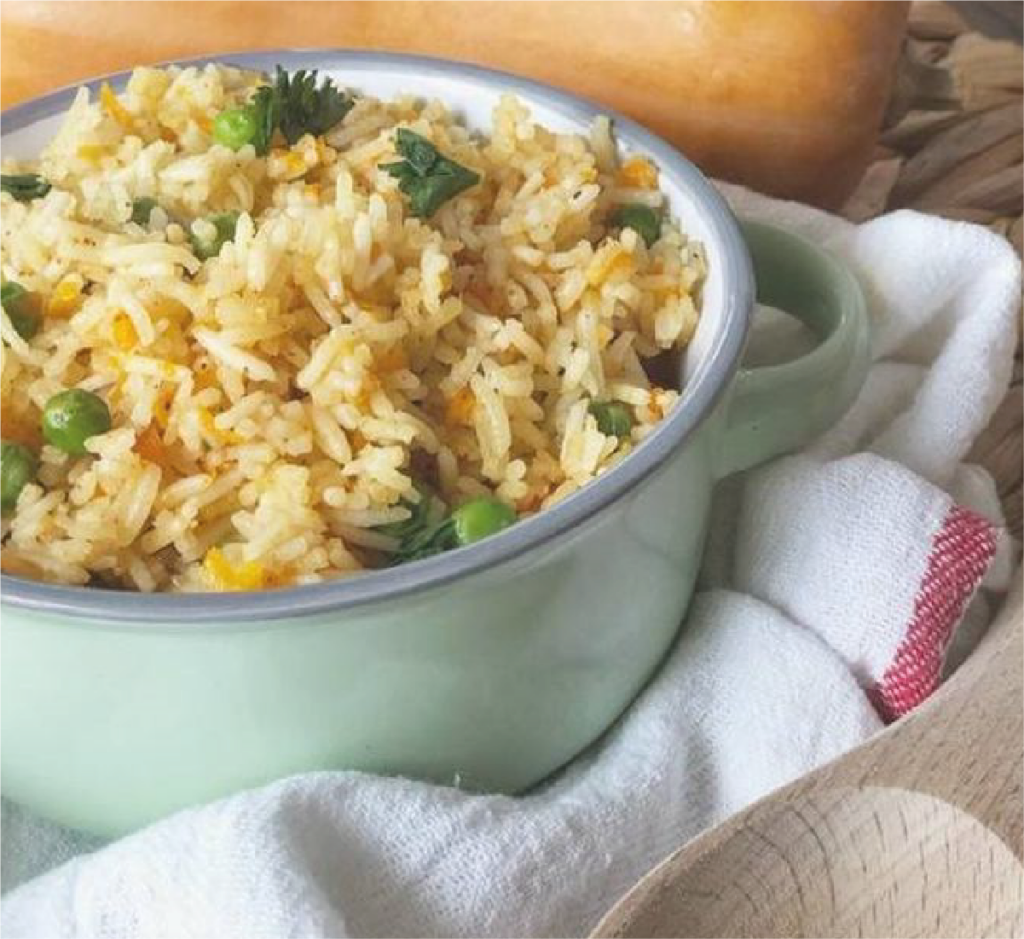 Arroz Basmati com Abóbora, Cenoura e Ervilhas