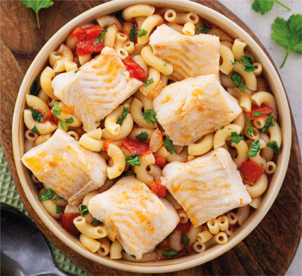 Massa de Cotovelos com Cubos de Pangasius
