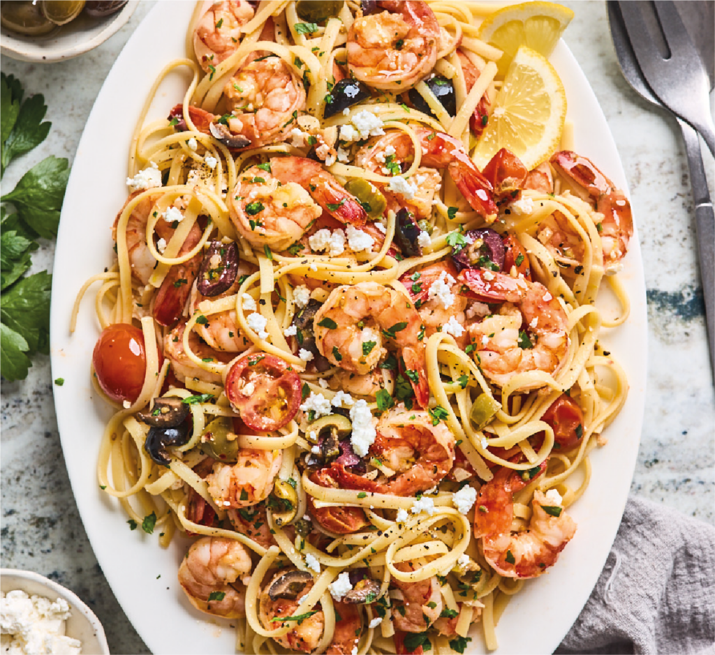 Spaguetti com Camarões e Tomates Cherry