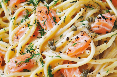 Esparguete com Salmão Fumado