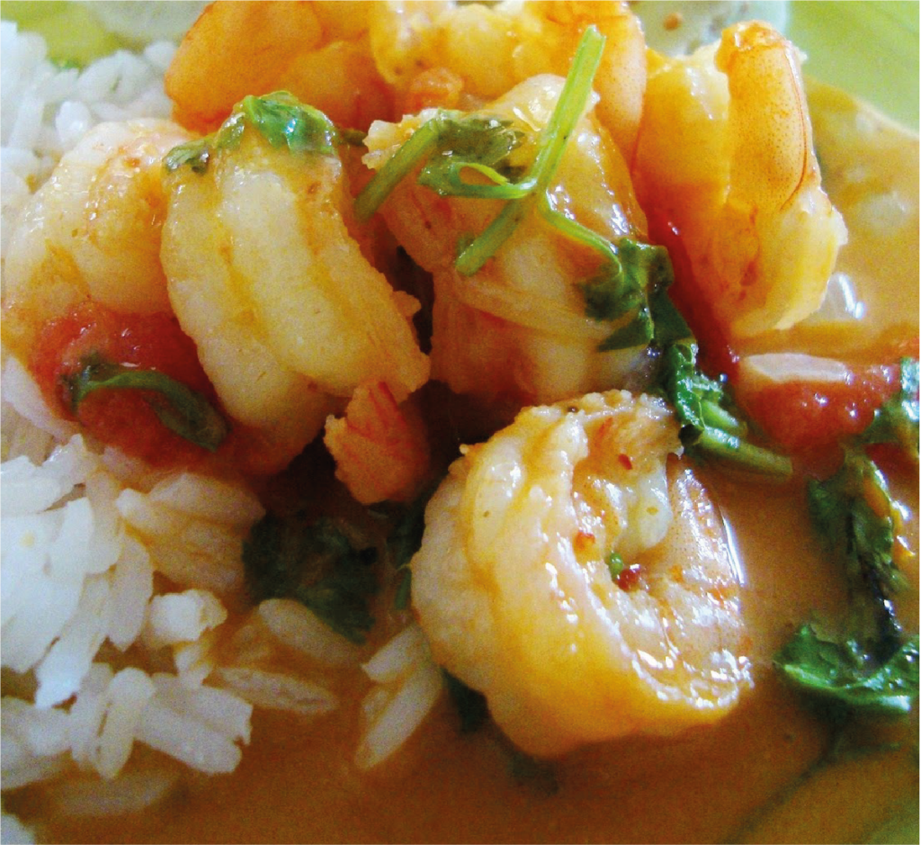 Camarão Tailandês com Coentros e Risoto de Coco