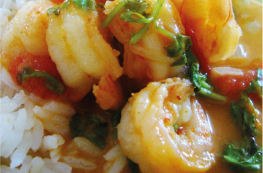 Camarão Tailandês com Coentros e Risoto de Coco