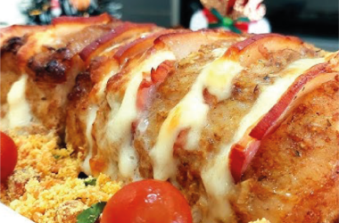 Lombo Recheado com Queijo e Bacon