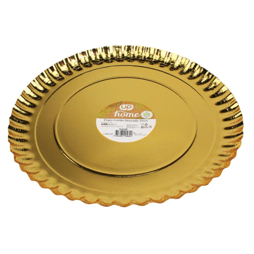 Prato Cartão Dourado Cake 35cm UP Home