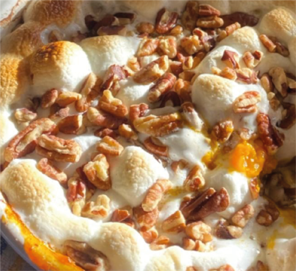 Puré de Batata-Doce com Marshmallows e Nozes