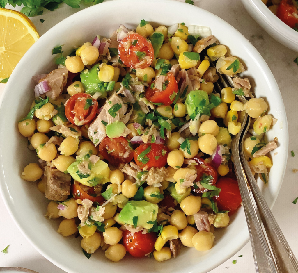 Grão de Bico Salteado com Atum e Ovo