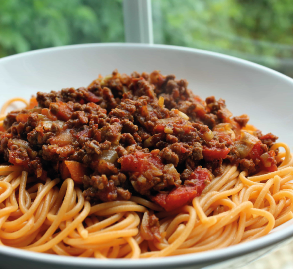 Massa com Carne Picada e Pimentos